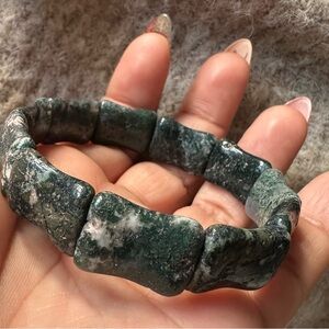 Moss Agate Bamboo Stretch Bracelet